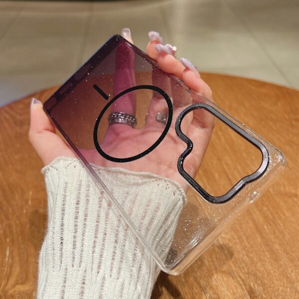 Fashion Hard PC Transparent Magnetic Glitter Phone case for Samsung S25 S24 FE S23