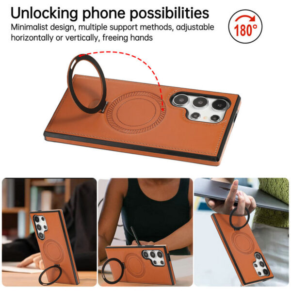 Magnet Ring Magnetic Charging Leather Mobile Phone Case for Samsung Galaxy S24 S23 ultra S22 Plus