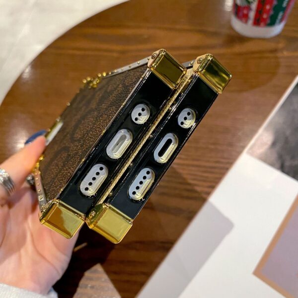 Trendy mobile phone case square catwalk electroplating soft shell leather suitable for iPhone