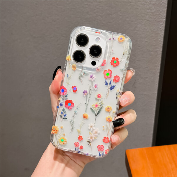 H94674cb14a374d28b2065624765d8f26y Fashion Design IMD Flower Mobile Phone Cases for iPhone Electroplating Shockproof Cover Transparent Shell