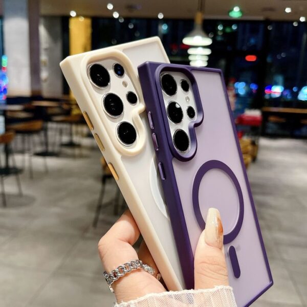 Matte Magnetic Charging Mobile Phone Case for Samsung Galaxy S25 S24 Plus S23 ultra S22 S21 Shock Proof TPU PC Cover