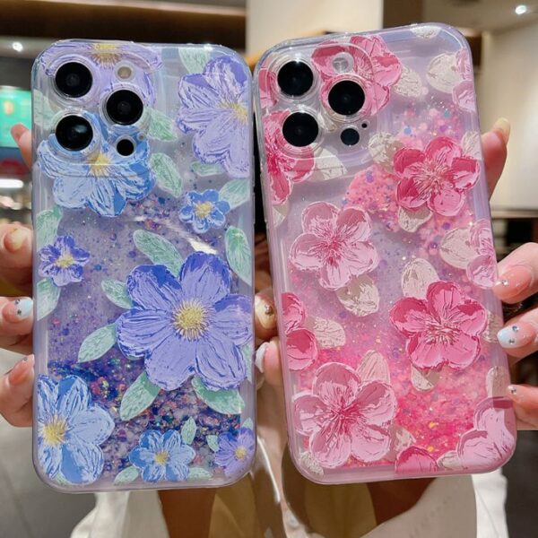H983478733f19421b83fb560dc50da619H Fashion Luminous Quick Sand Glitter Flower, Mobile Phone Case Cover for iPhone 15 14 Plus 13 12 Mini 11 Pro Max Back Cover