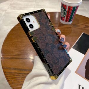 Trendy mobile phone case square catwalk electroplating soft shell leather suitable for iPhone
