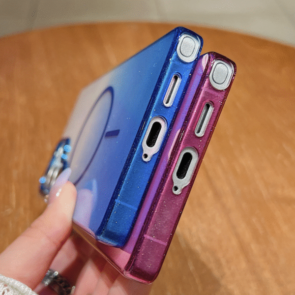 Fashion Hard PC Transparent Magnetic Glitter Phone case for Samsung S25 S24 FE S23