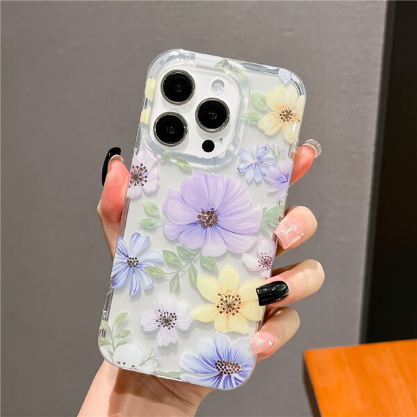Ha3b0de9c7c9246109679a83045f32793I Fashion Design IMD Flower Mobile Phone Cases for iPhone Electroplating Shockproof Cover Transparent Shell