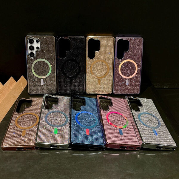 Luxury Electroplate Rhinestone Diamond Magnetic Phone case for Samsung S25 ultra S24 Plus S23 Cover