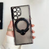 Luxury Electroplate Glitter Transparent Magnetic Holder Phone case for Samsung S25 ultra S24 S23plus