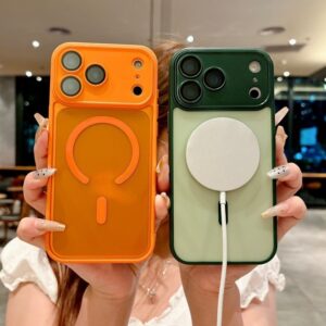 Hb00126764b254782bdaa5832b10c062a8 TPU PC Translucent Phone Case with Camera Protect Frosted Magnetic Mobile Phones Cover for IPhones