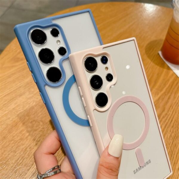Simple TPU PC Magnetic Transparent Clear Mobile Phone Case for Samsung Galaxy S24 ultra S23 S22 Plus