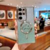 Luxury Electroplate Glitter Magnetic Mobile Phone case for Samsung S25 ultra S24 Plus S23 S22 Shockproof Soft TPU Back Cover