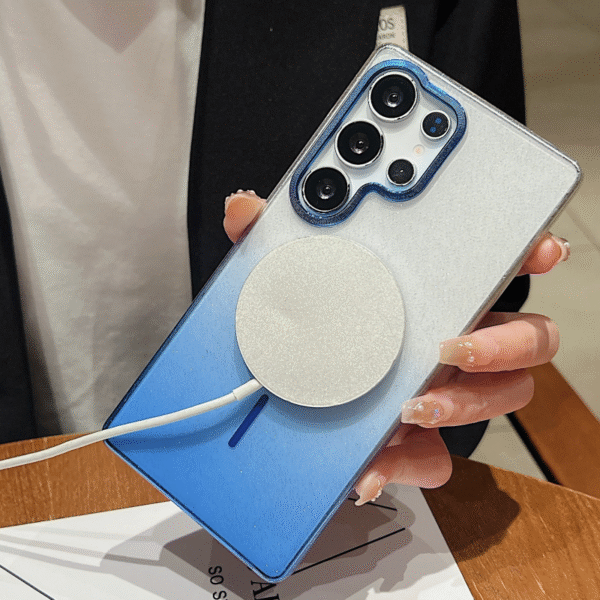 Fashion Hard PC Transparent Magnetic Glitter Phone case for Samsung S25 S24 FE S23