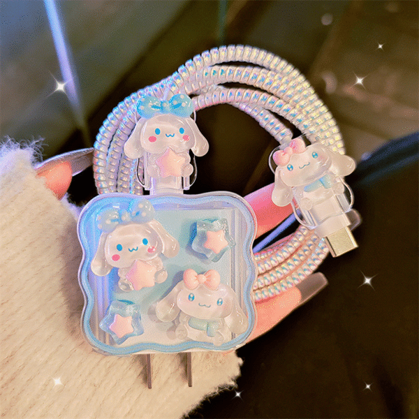 Cute 3D Cable Wrapping Protector Cover Phone Charger Cable Protector for iPhone 20W Power Adapter Fast Charging Head Case