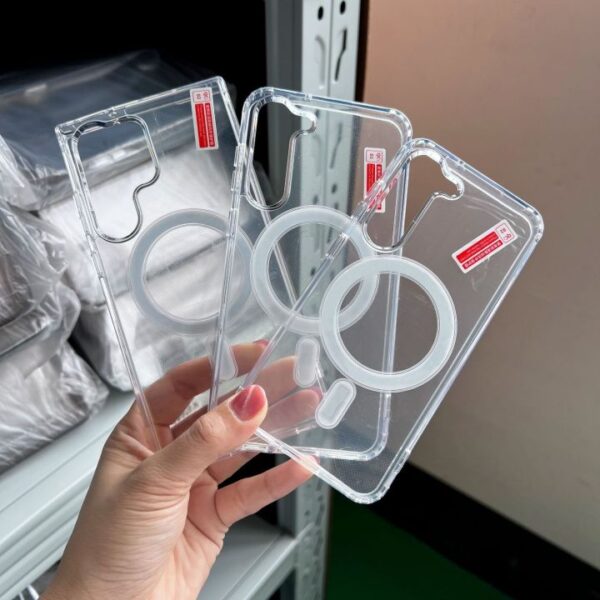 Transparent Magnetic Mobile Phone Case for Samsung S24 S23 S22 Plus Clear Charging Back Cover Protect Shell Bulk