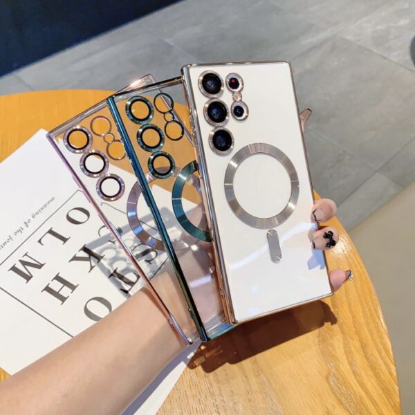 Electroplate CD Magnetic Transparent Phone Case for Samsung S24 ultra S22 Plus S21FE Note20