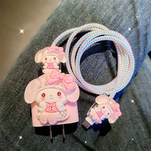 Cute 3D Cable Wrapping Protector Cover Phone Charger Cable Protector for iPhone 20W Power Adapter Fast Charging Head Case