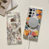 Fashion Transparent IMD Magnetic Flower Phone Case for Samsung Galaxy S24 S23ultra S22