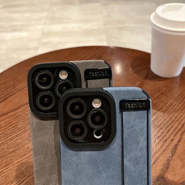 Hce791caf828f46f082e9a4dbd6c75826b Lambskin Leather Suede Mobile Phone Case With Strap Holder Back Cover for iphone 16 15 Pro Max 14 13 12 11 XS XR