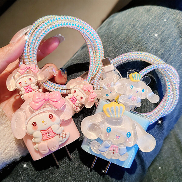Cute 3D Cable Wrapping Protector Cover Phone Charger Cable Protector for iPhone 20W Power Adapter Fast Charging Head Case