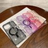 High Quality Magnetic Charging Transparent Glitter Phone Case for iPhone Cover for Samsung Galaxy