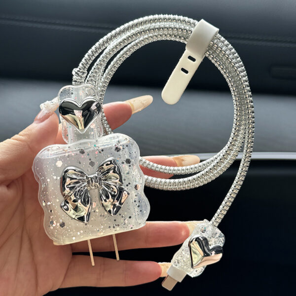 Hd2ef3c0a0f34458b853b6c724c71a8658 Luxury Glitter 3d US Standard , Two Pins Charger Protectors Cover for iphone 20w Fast Shockproof Charger Protector Plug and Cable