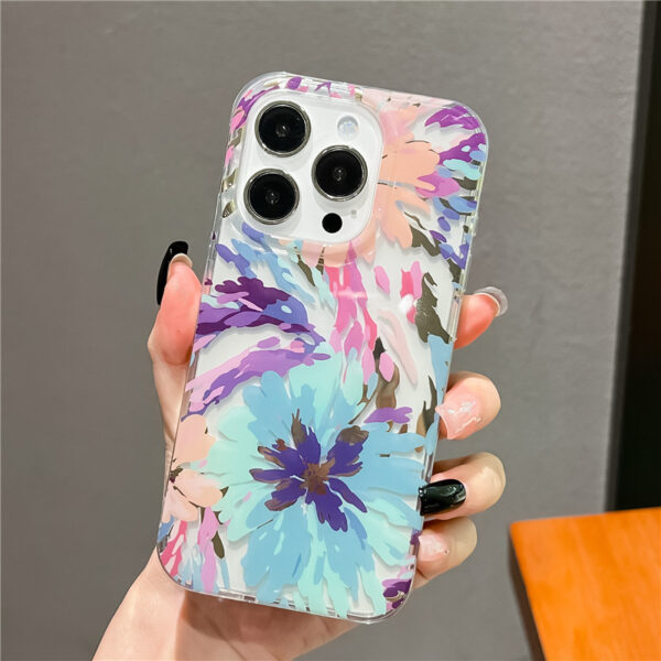Hd73f9d9a476f4009a6916dab9dbec666J Fashion Design IMD Flower Mobile Phone Cases for iPhone Electroplating Shockproof Cover Transparent Shell