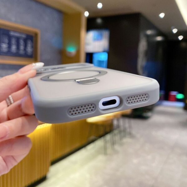 Magnetic Frosted Transparent Mobile Phone Cases for iPhone  With Holder Shockproof Back Cover Lens protection