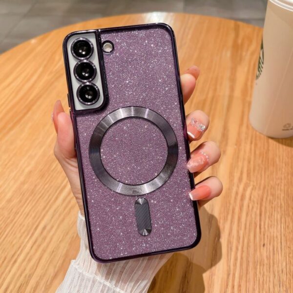 Luxury Electroplate Glitter Magnetic Mobile Phone Case for Samsung Galaxy S25 S24 ultra S23 S22 S21 Plus Note10 Note20 Pro Cover