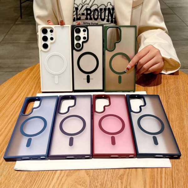 Matte Magnetic Charging Mobile Phone Case for Samsung Galaxy S25 S24 Plus S23 ultra S22 S21 Shock Proof TPU PC Cover