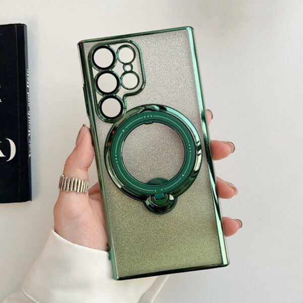 Luxury Electroplate Glitter Transparent Magnetic Holder Phone case for Samsung S25 ultra S24 S23plus