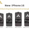 Black King Kong Diamond Cut Lace Glass Screen Protect for iPhone 16 Pro Max 15 14 13 12 11 Anti Static Glass Protect