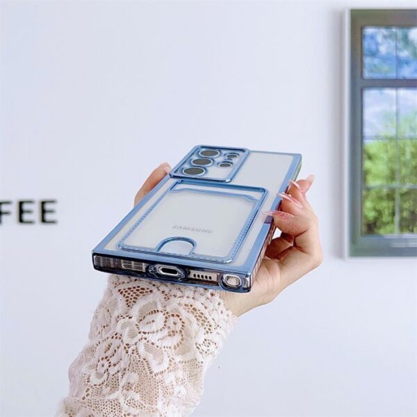 Electroplate Card Slot Transparent Phone Case for Samsung Galaxy S24 ultra S23