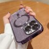 Electroplate Magnetic Phone Case Glitter Shockproof Back Cover With Lens Film Protect