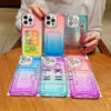 New Gradual Colours 3 in 1 Card Slot Transparent Phone case for iPhone  clear TPU PC Protect Back Cover