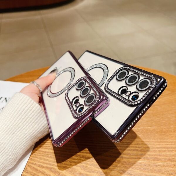 Luxury Side Diamond Crystal Glitter Ring Magnetic Mobile Phone Case for Samsung Galaxy S24 ultra S23 S22