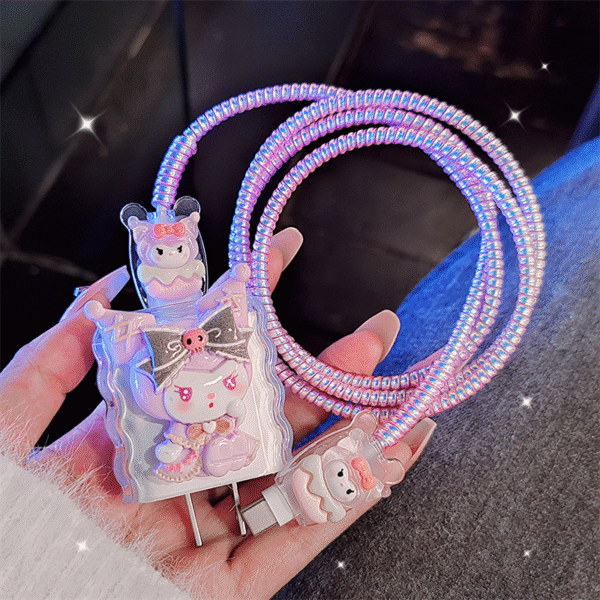 Cute 3D Cable Wrapping Protector Cover Phone Charger Cable Protector for iPhone 20W Power Adapter Fast Charging Head Case