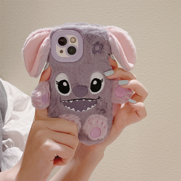 New Style 3D Cartoon Stitch Cute Plush Mobile Phone Cases for iphone 16 15 14 13 12 Pro Max Silicone case Shockproof Cover Shell