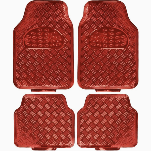 4 Piece Red Color Aluminium Car Mat