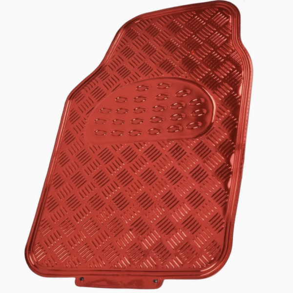 4 Piece Red Color Aluminium Car Mat