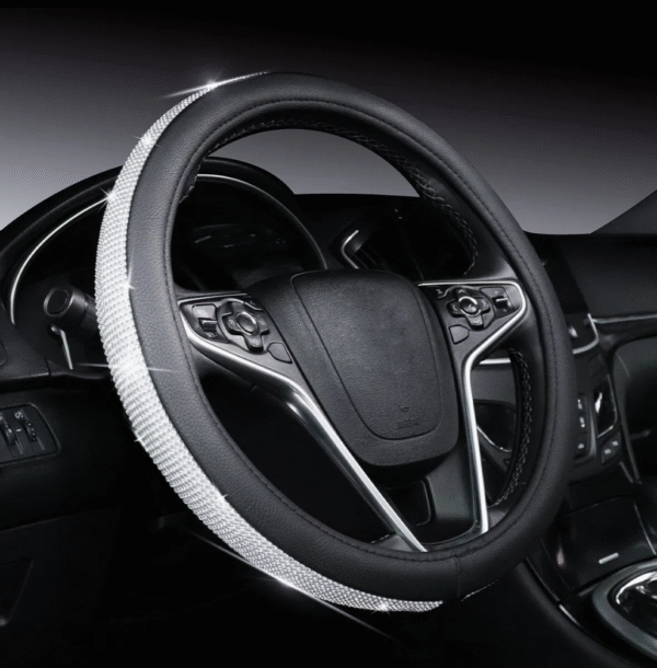 New Diamond Leather Steering Wheel Cover with Bling Bling Crystal Rhinestones