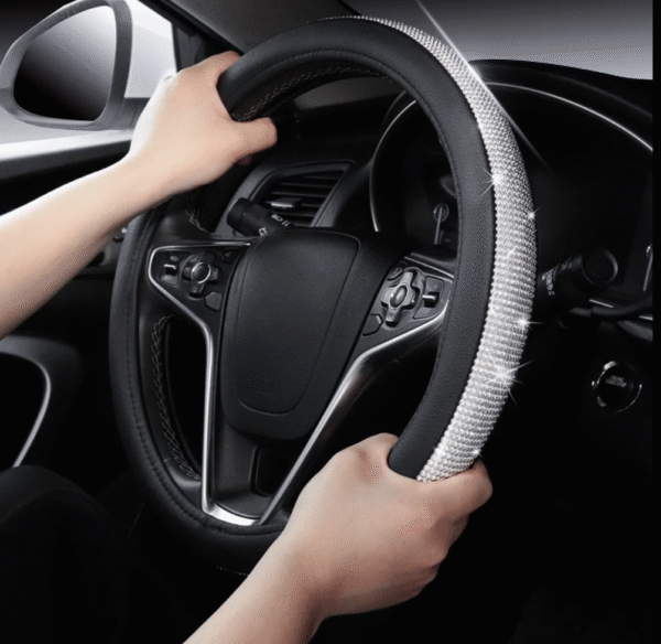 New Diamond Leather Steering Wheel Cover with Bling Bling Crystal Rhinestones