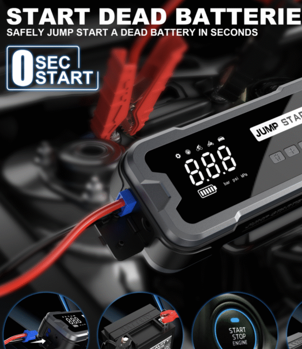 24000mAH 4000A High Power Car Jump Starter Power Bank Battery Booster With Jump Starter with Air Compressor and Power Bank