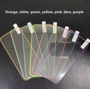 Multi Color Silicone Glow in Dark Fluorescent Color 9h Tempered Glass Luminous Screen Protector for Iphone 11 12 13 14 Pro Max