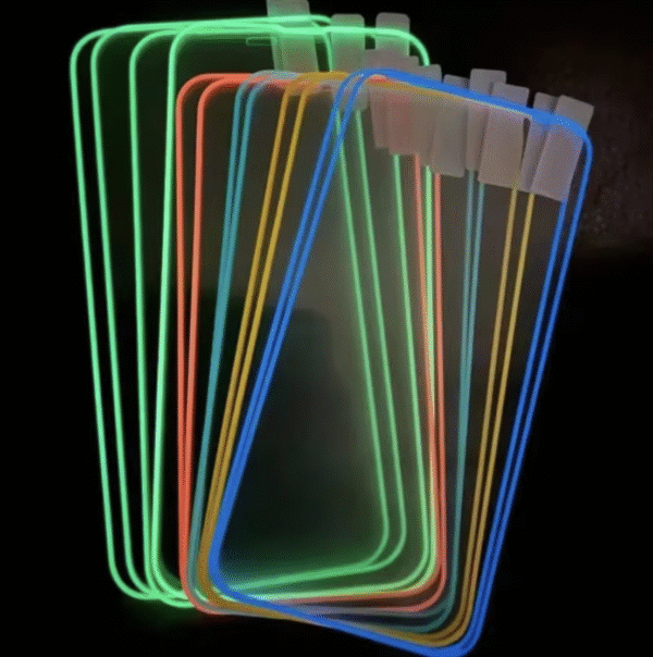 Multi Color Silicone Glow in Dark Fluorescent Color 9h Tempered Glass Luminous Screen Protector for Iphone 11 12 13 14 Pro Max